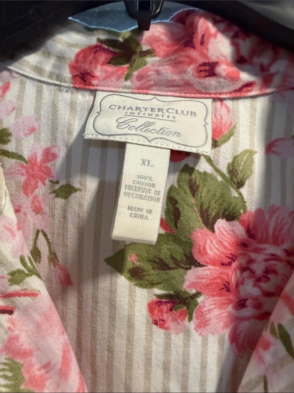 Charter Club Sleepwear Brushed Cotton Notch Collar Pajama PJ Set Floral Size XL - Picture 4 of 13